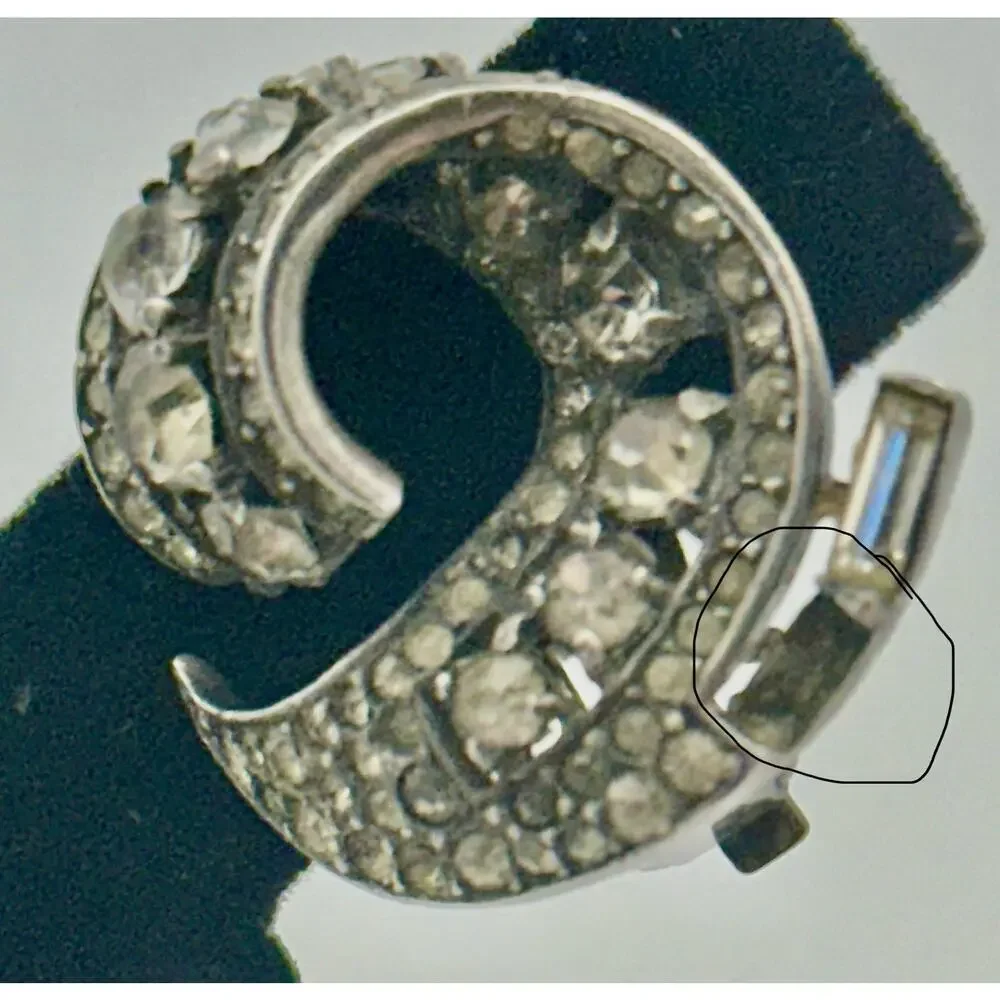 Vintage Sterling Statement Clip On Earrings Pat Pended (Crown Trifari?) Read